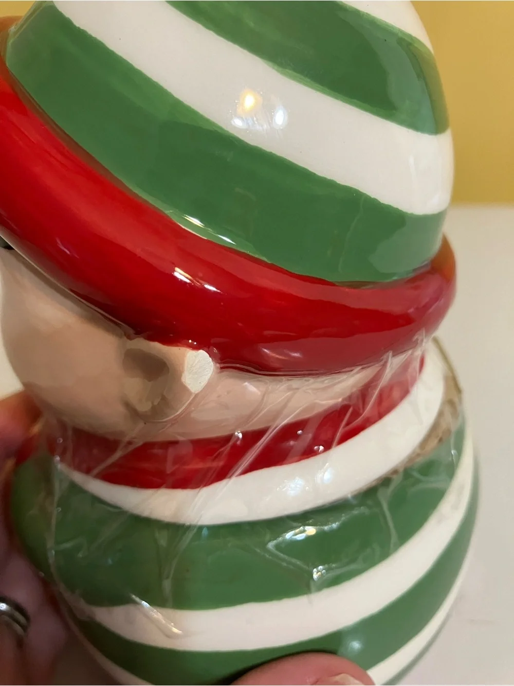 Holiday Time Green and Red Ceramic Elf Cookie Jar